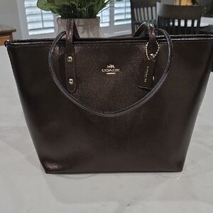 Coach Dark Brown Leather Tote Bag